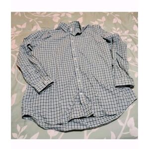 L.L. Bean Men's Green and White Plaid Shirt